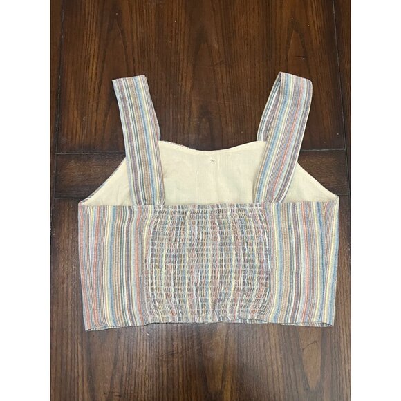 Paper Crane Vertical Stripe Cropped Tank Top Front Button Shirt Anthropologie M - Picture 2 of 6